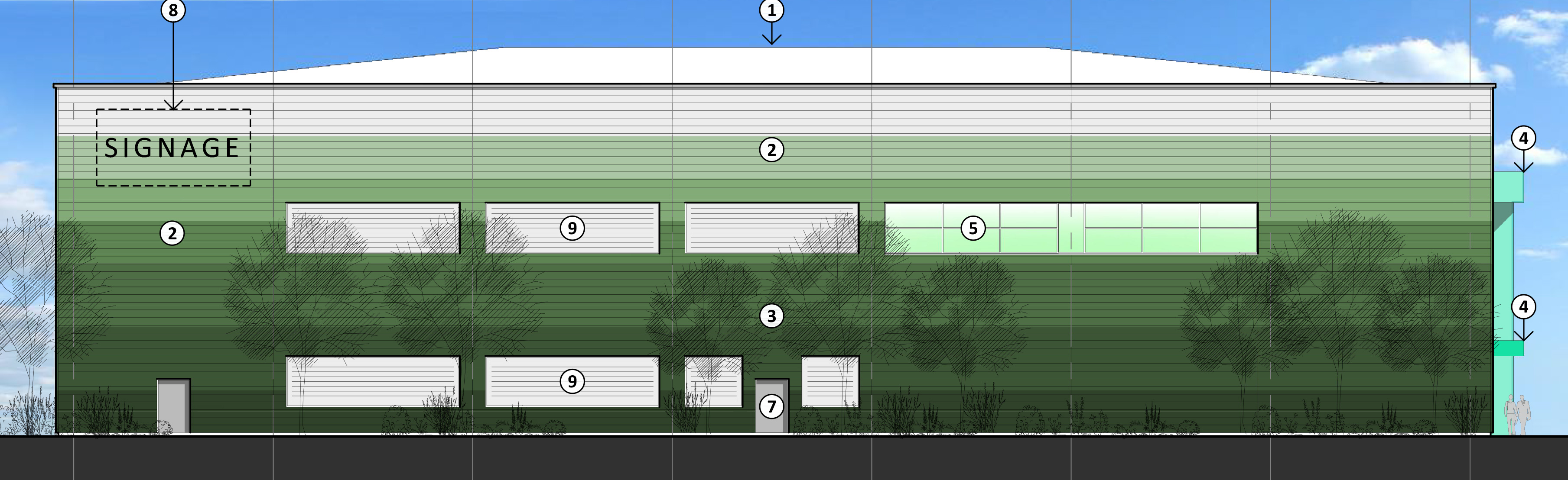 Proposed rear elevation (Units 2 & 3)